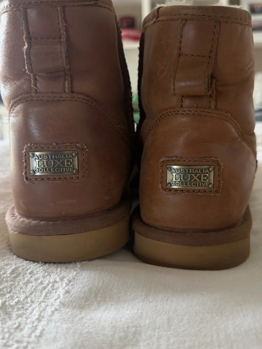 Australian Luxe Men's Tan Leather Shearling Ankle Boots